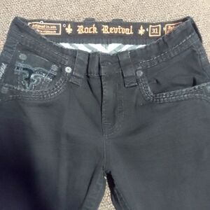 Black denim Rock Revival "satellite slim" skinny jeans 31